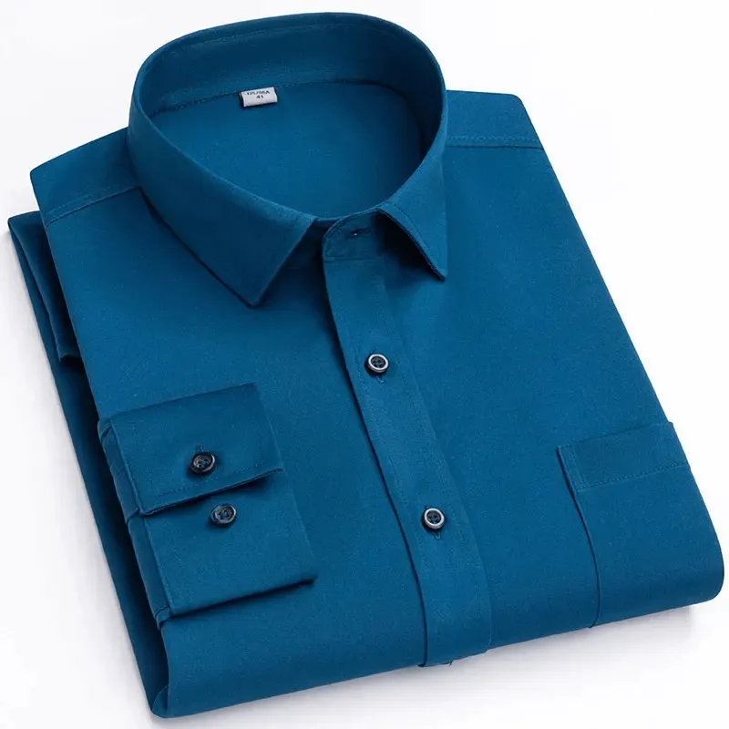 Men's Classic Long-Sleeve Shirt with Chest Pocket