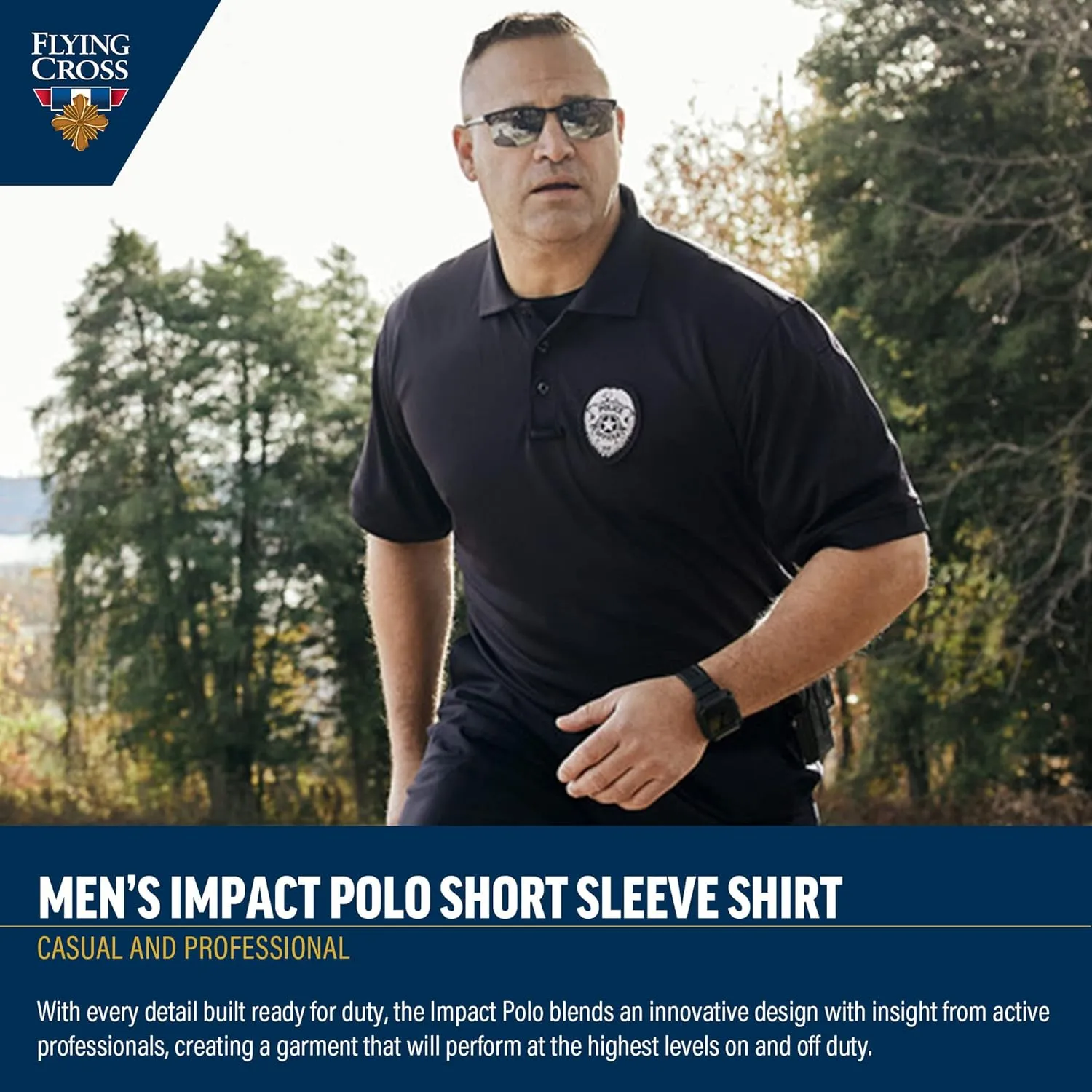 Men's Law Enforcement Impact Polo Shirt Short Sleeve, Police Uniform, Fire Department, Safety Officer