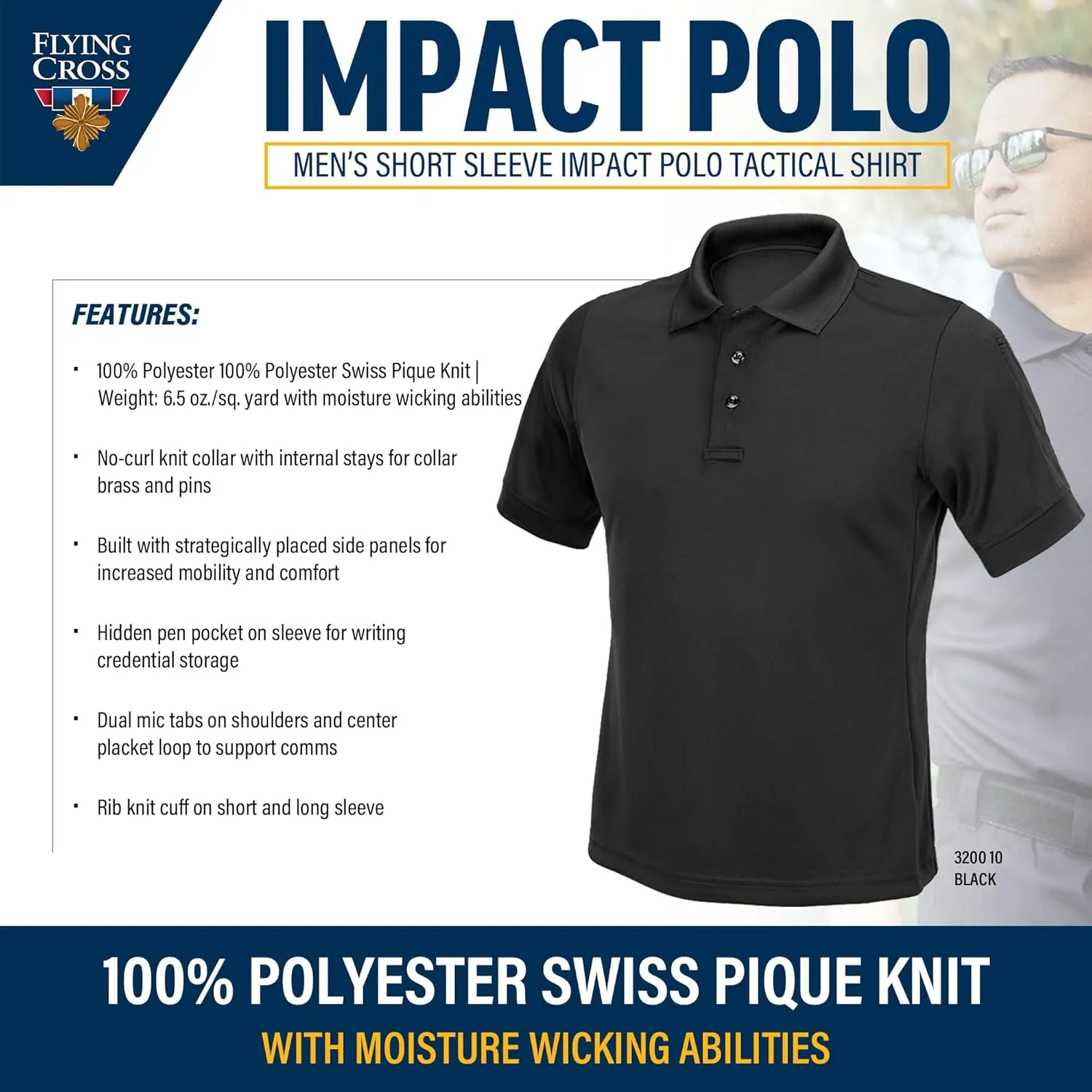 Men's Law Enforcement Impact Polo Shirt Short Sleeve, Police Uniform, Fire Department, Safety Officer