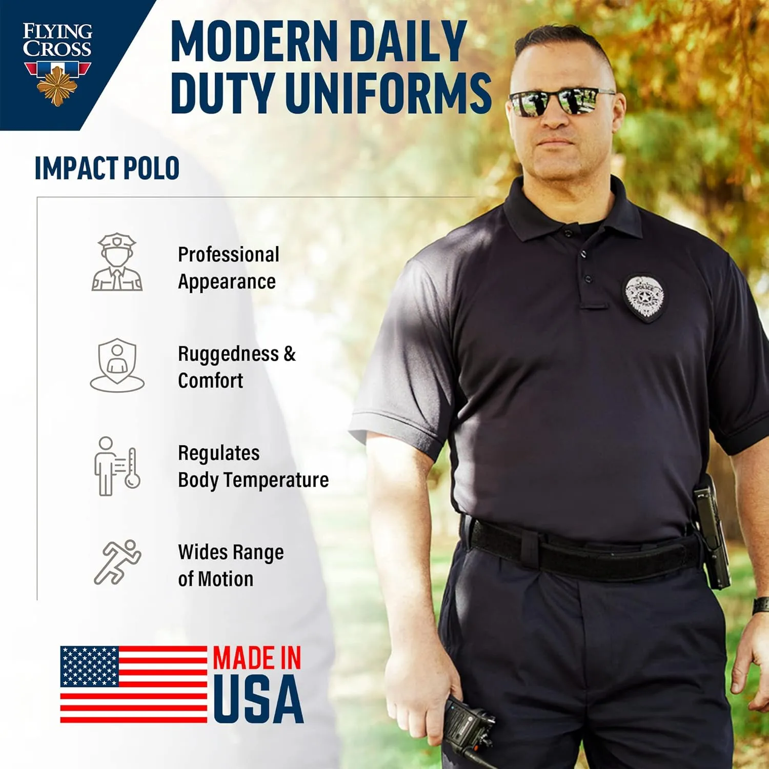 Men's Law Enforcement Impact Polo Shirt Short Sleeve, Police Uniform, Fire Department, Safety Officer