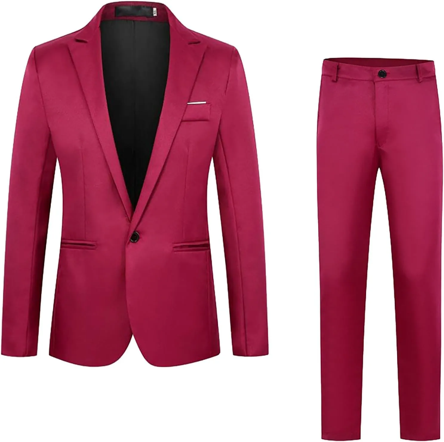 Mens Work Suits 2 Piece Slim Fit Suit Set One Button Business Prom Formal Dress Suit Blazer Jacket Pants Set M-5XL
