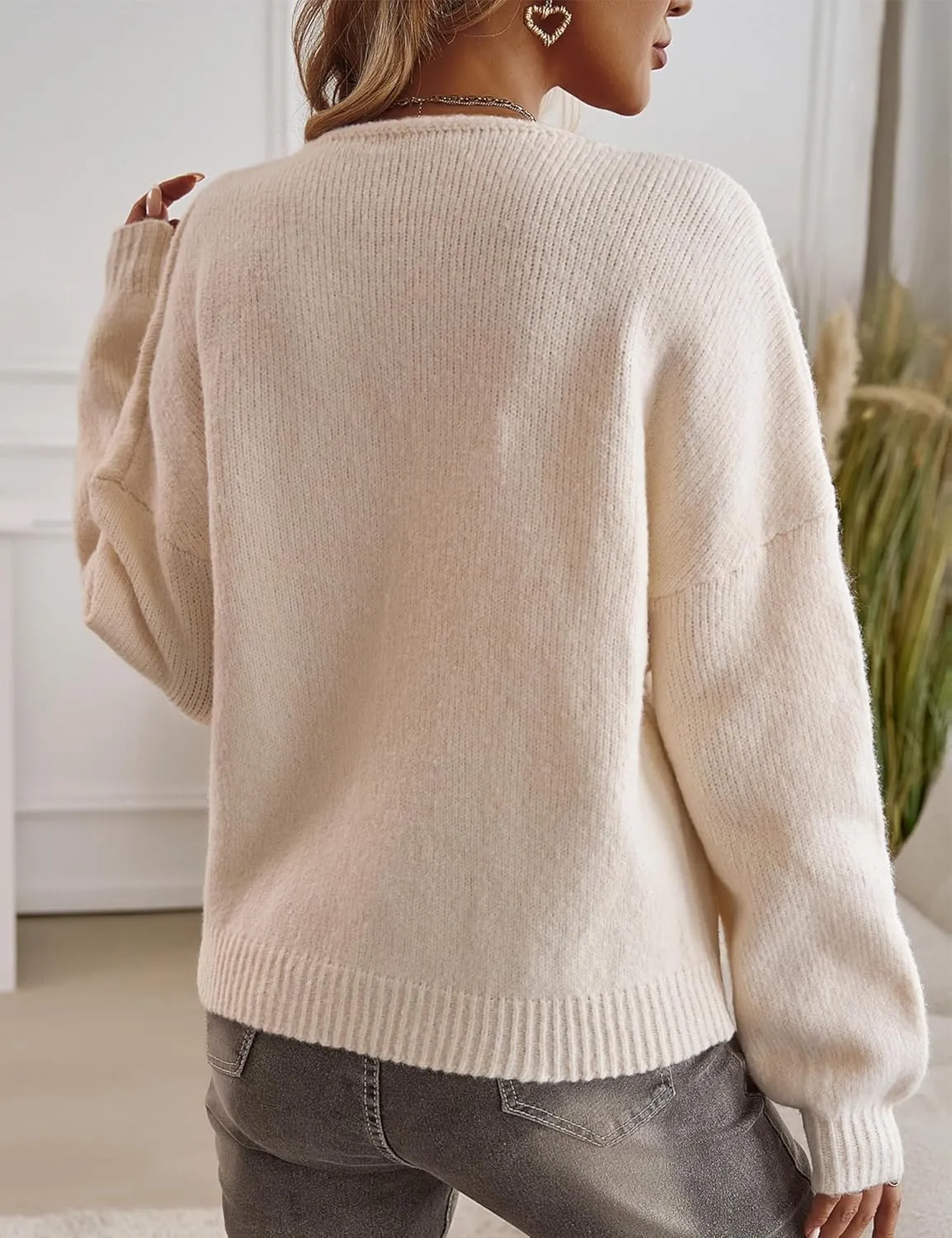 Mingzhu Womens Loose Bow Tie Open Front Cardigan Sweater Casual Long Sleeve Ribbed Knit Outwear