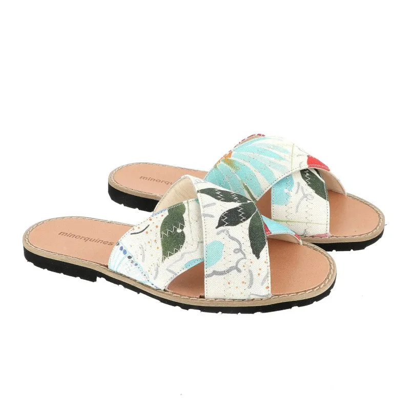 Minorquines Cross-Strap Mules | Floral Print