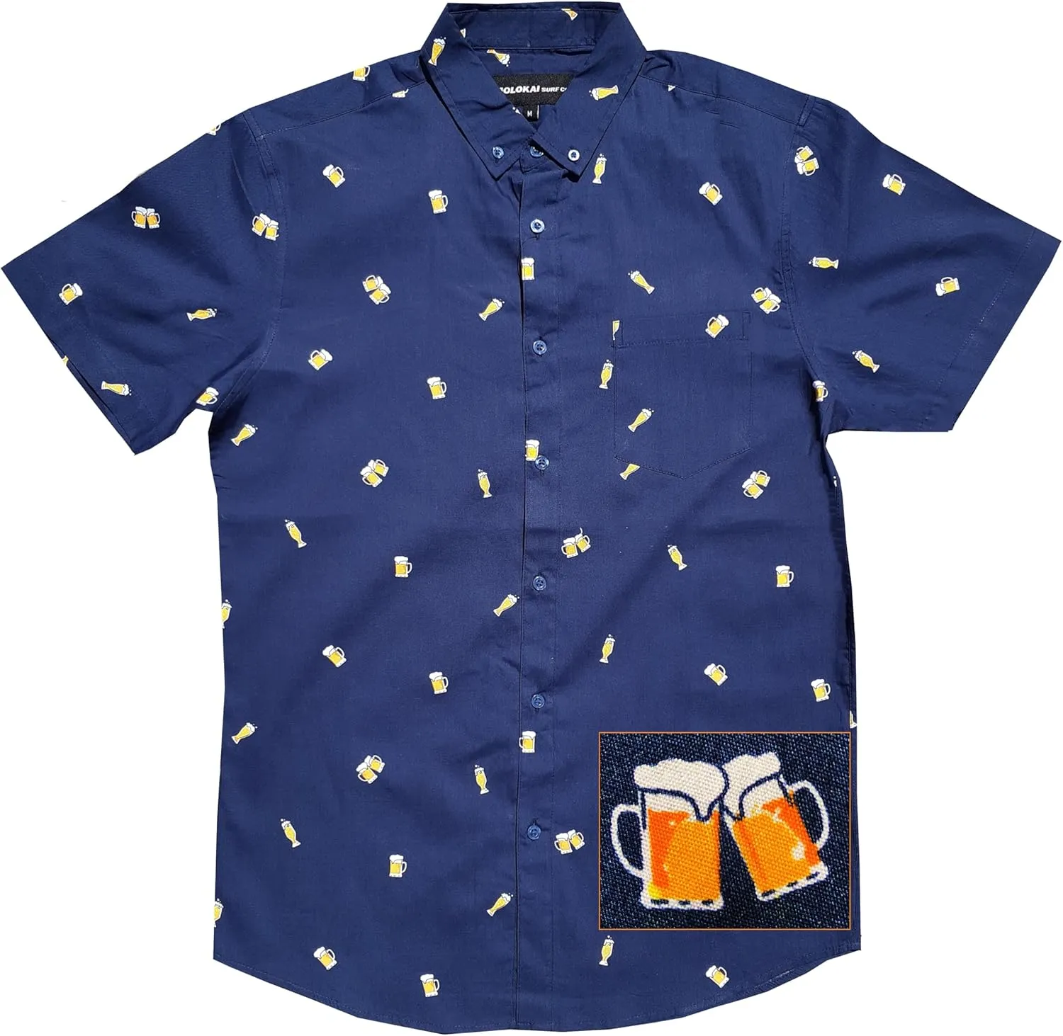 Molokai Surf Button Down Slim Fit Hawaiian Short Sleeve Shirts