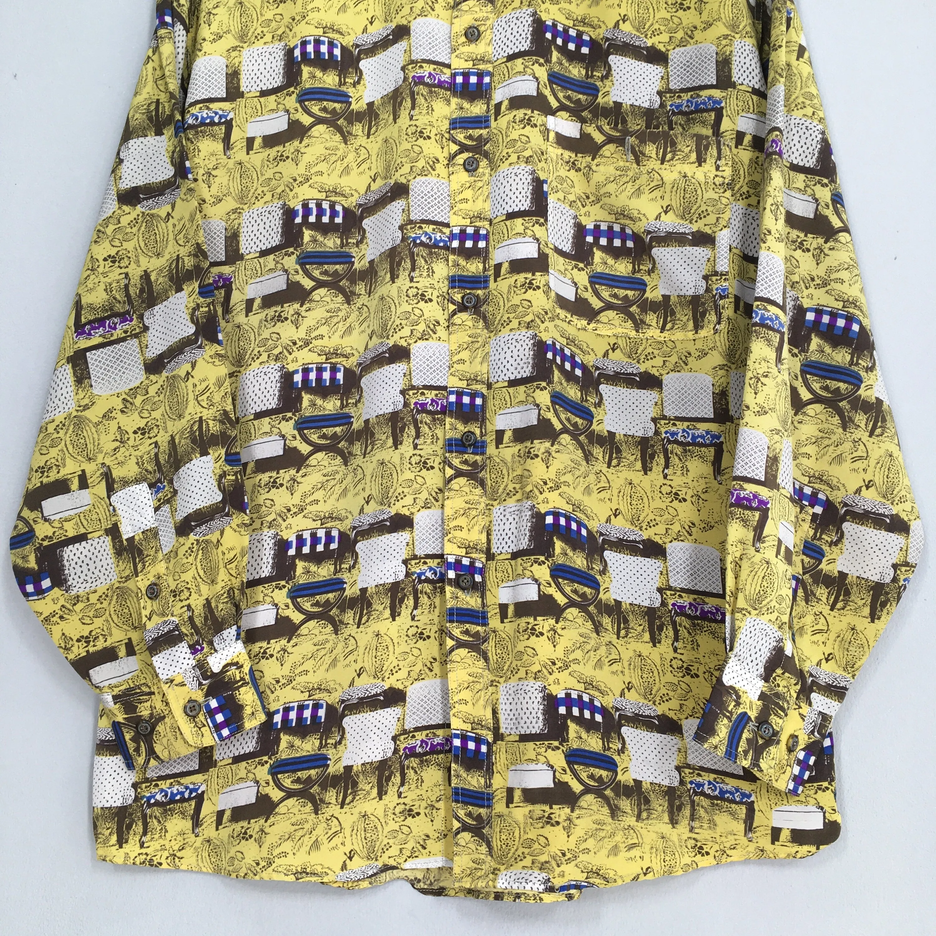 Novelty Baroque Chair Pop Art Silk Shirt Medium