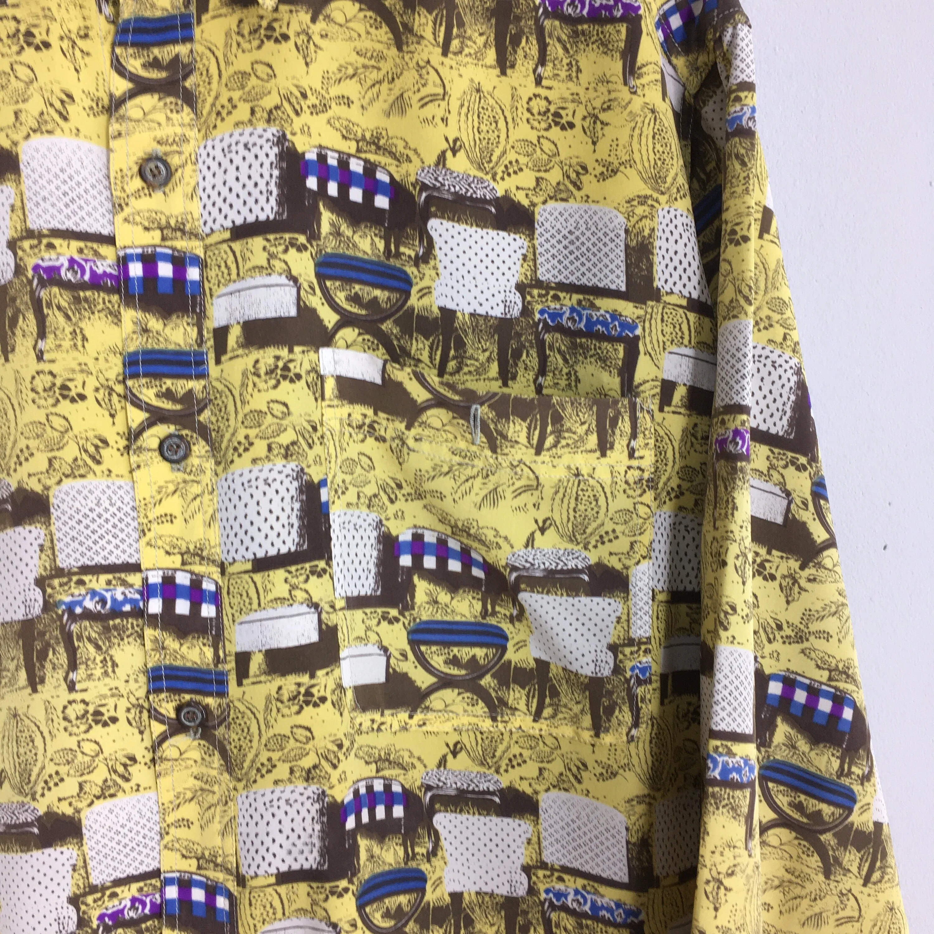 Novelty Baroque Chair Pop Art Silk Shirt Medium