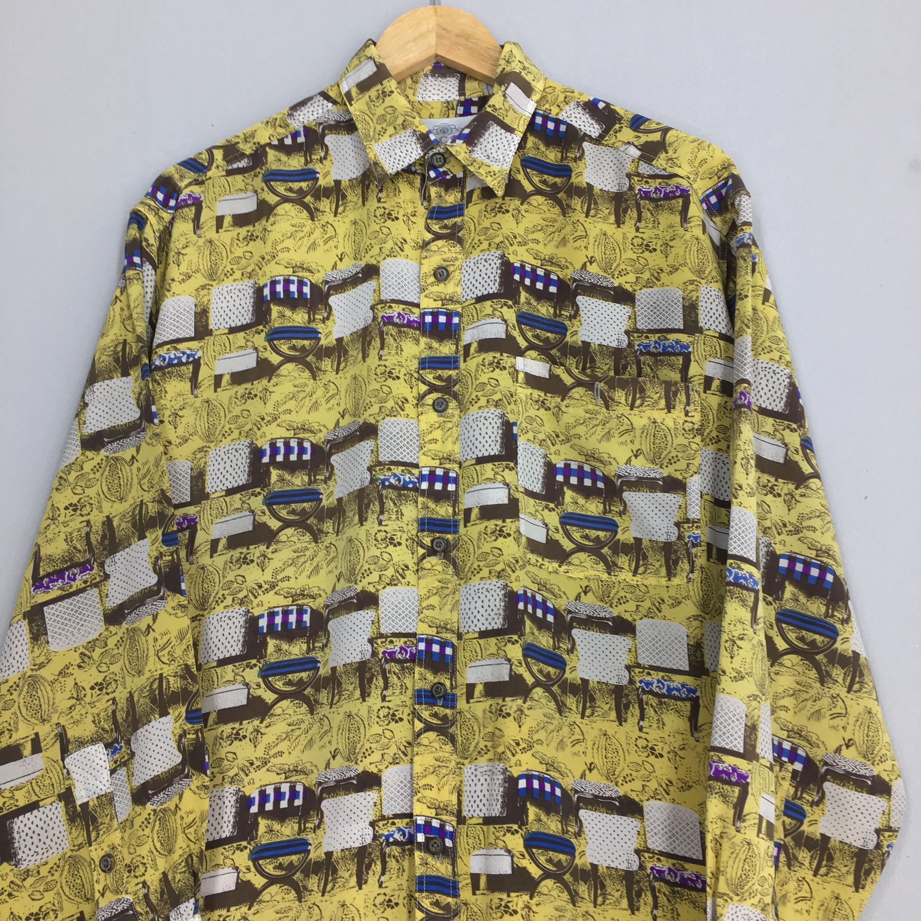 Novelty Baroque Chair Pop Art Silk Shirt Medium