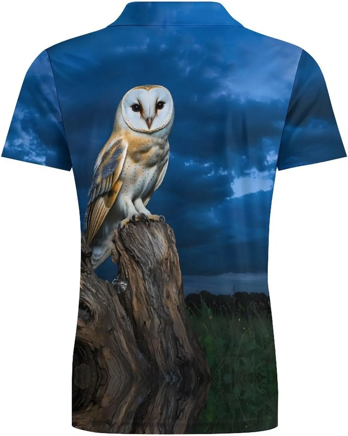 Owl in Night Men's Polo-Shirt Regular-Fit Short Sleeve Sports Quick Dry Golf Tennis T-Shirt