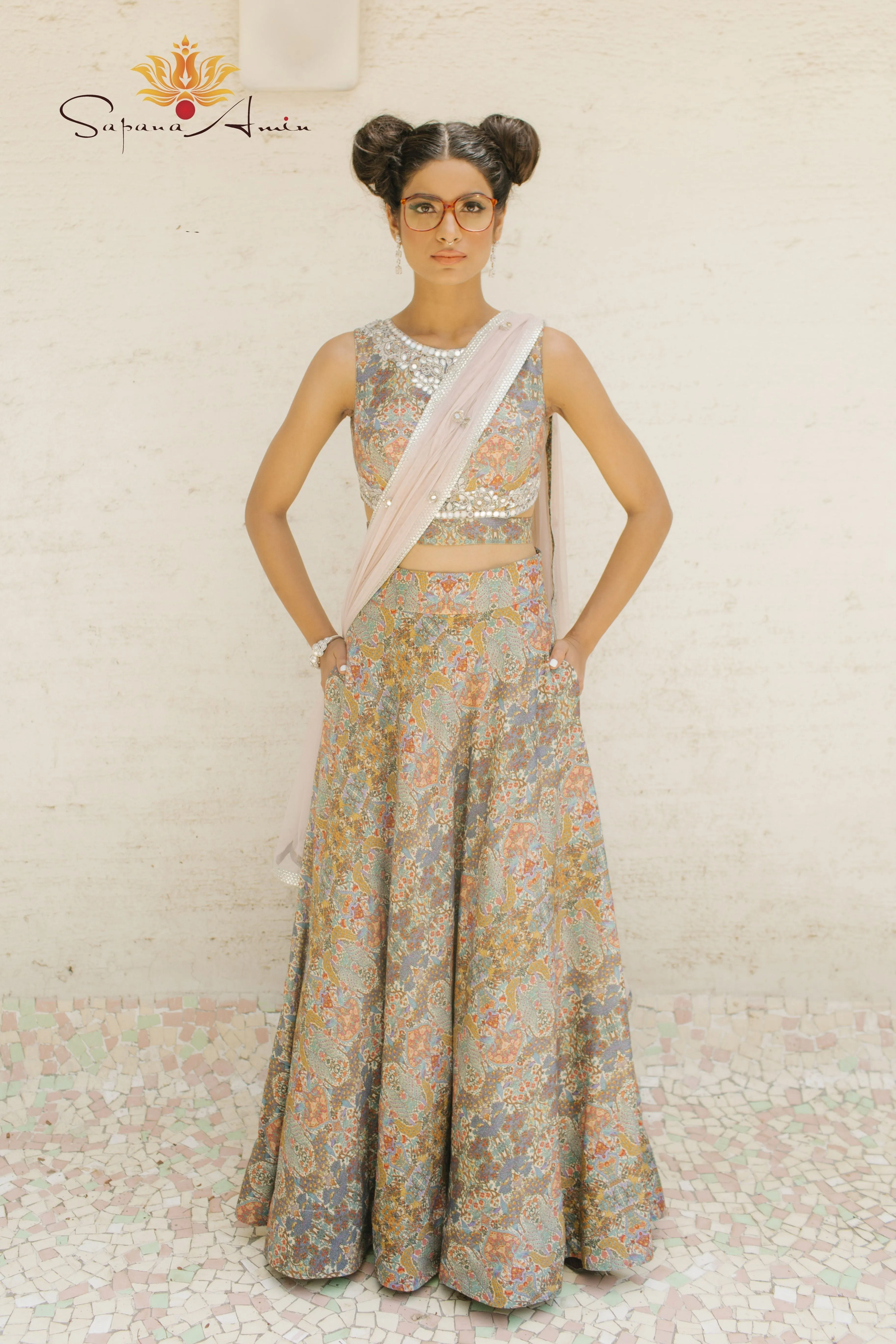 Peacock Printed Blouse N Lehenga  Elegant  Wear for Special Occasions