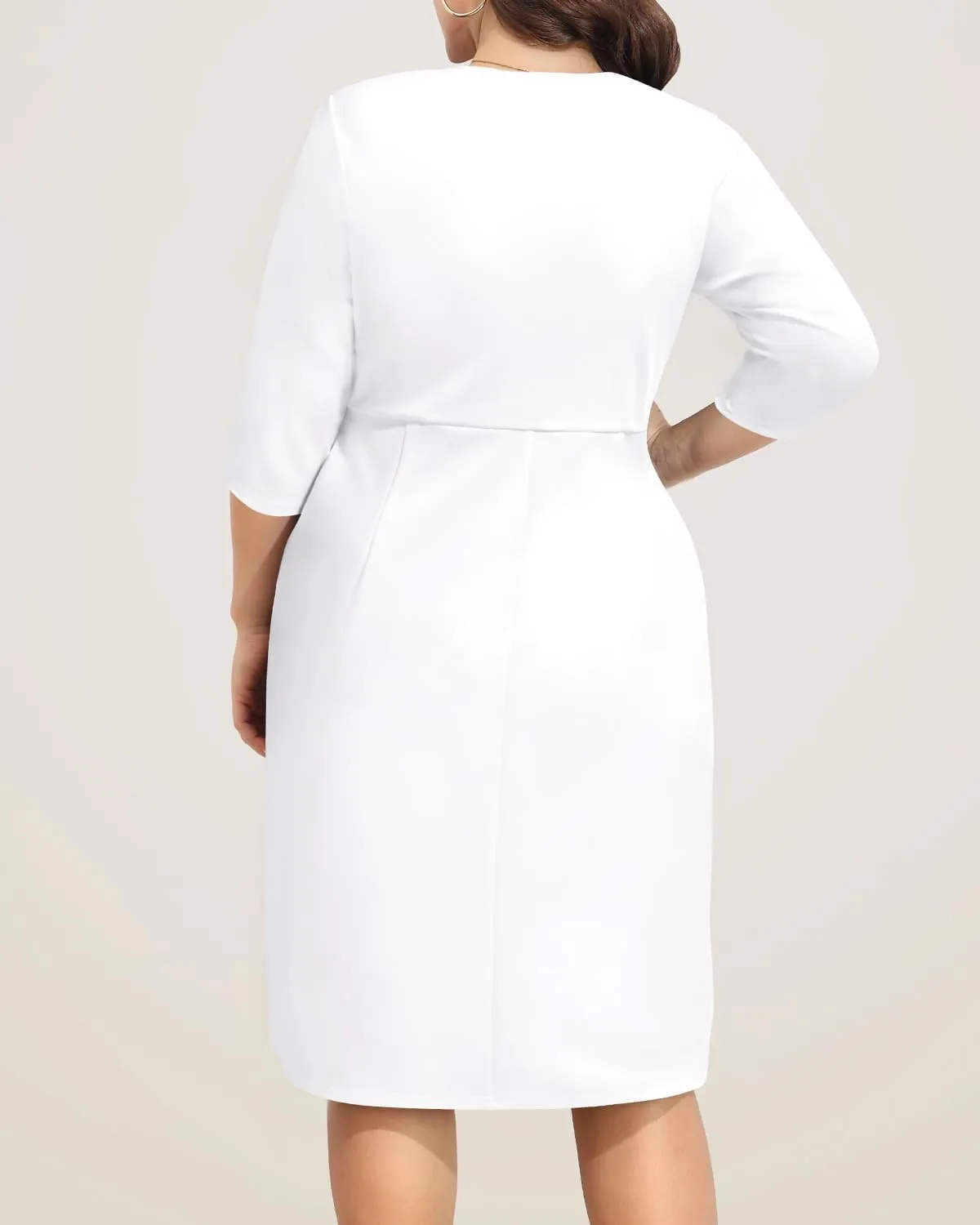 Pinup Fashion Women Plus Size Work Dresses - Wedding Guest Cocktail Semi Formal Tie Waist Sheath Dress