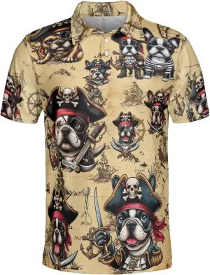 Pirate Dog Polo Shirts for Men - Sea Pirate Men's Regular Fit Quick Dry Golf Polo Shirt Series 14