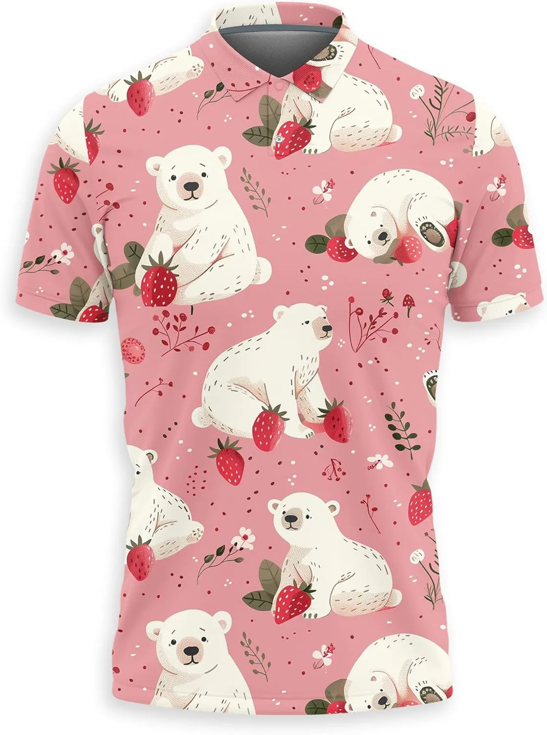 Polar Bear Polo Shirts for Men - Cute Bear Men's Regular Fit Quick Dry Golf Polo Shirt Series 03