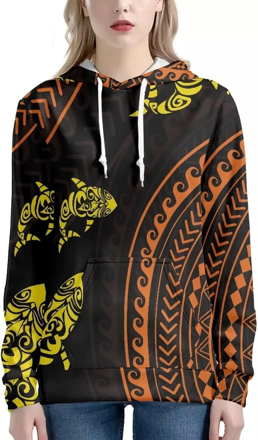 Polynesian Tribal Clothing Samoan Fijian Tapa Floral Print Hoodies Custom Women's Hoodies Sweatshirt for Women