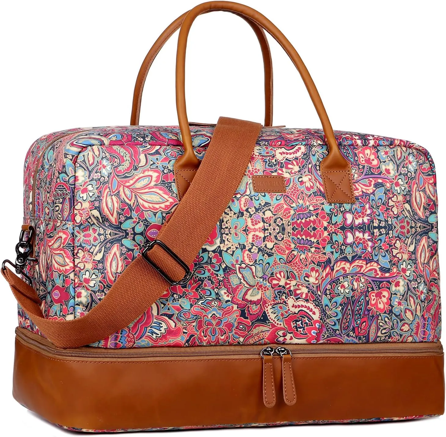 Pretty Colorful Travel Duffel Weekender Bag Overnight Bag Carry On with Shoe Compartment for Women HB-10 (HS)