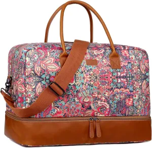Pretty Colorful Travel Duffel Weekender Bag Overnight Bag Carry On with Shoe Compartment for Women HB-10 (HS)