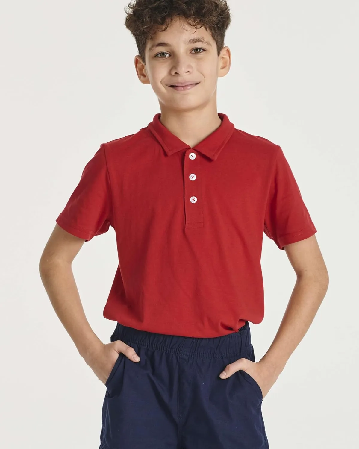 Real Essentials 3 Pack: Boys' Short Sleeve Jersey Cotton Polo Shirt - Uniform Youth Dress Shirt (Ages 4-18)