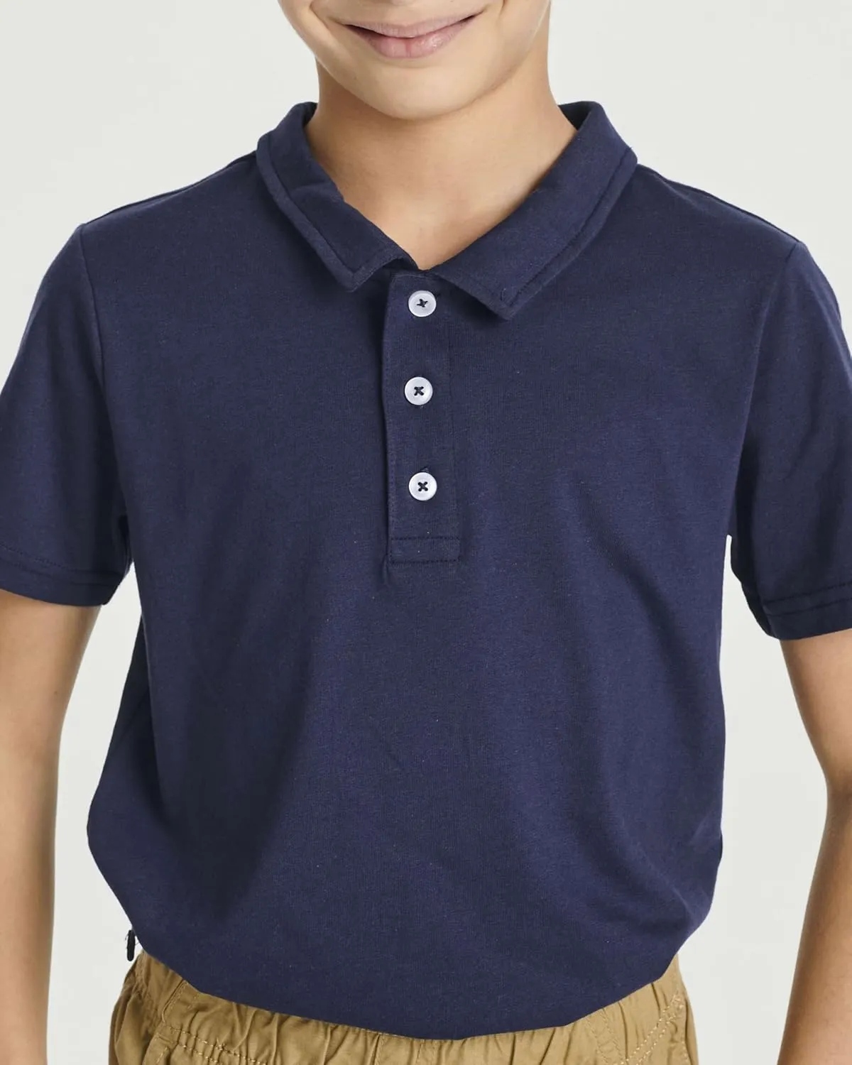 Real Essentials 3 Pack: Boys' Short Sleeve Jersey Cotton Polo Shirt - Uniform Youth Dress Shirt (Ages 4-18)