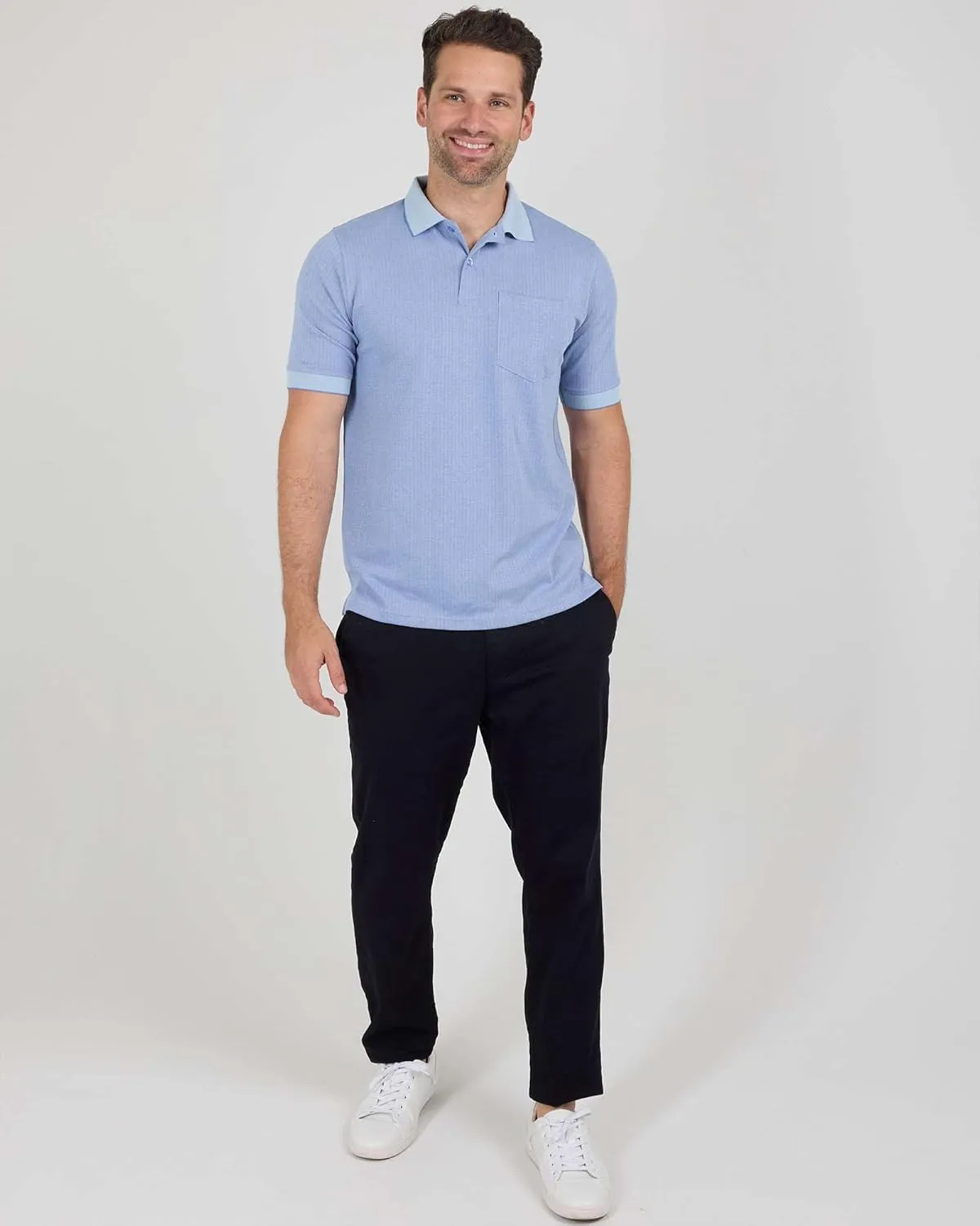 Real Essentials 3 Pack: Men's Regular-Fit Ribbed Polo Shirt with Pocket (Available in Big & Tall)