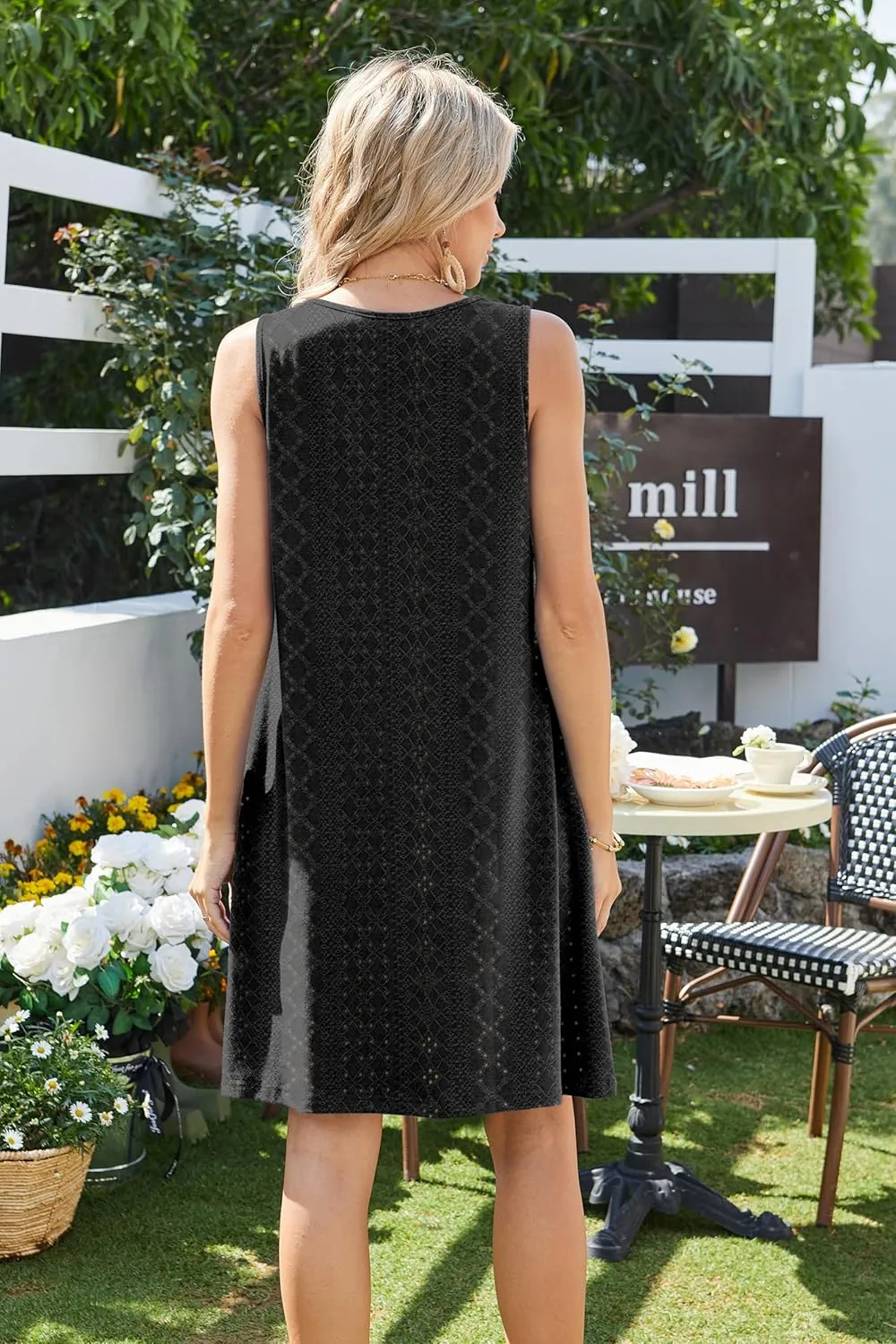 SAMPEEL Summer Dresses for Women 2025 Eyelet Sleeveless Sundresses Tank Dresses with Pockets