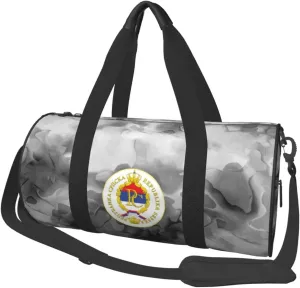 Seal of The Republika Srpska Convertible Garment Bag with Shoulder Strap, Carry on Garment Duffel Bag for Men Women - Rolling Foldable for Travel Luggage Bags (Black)