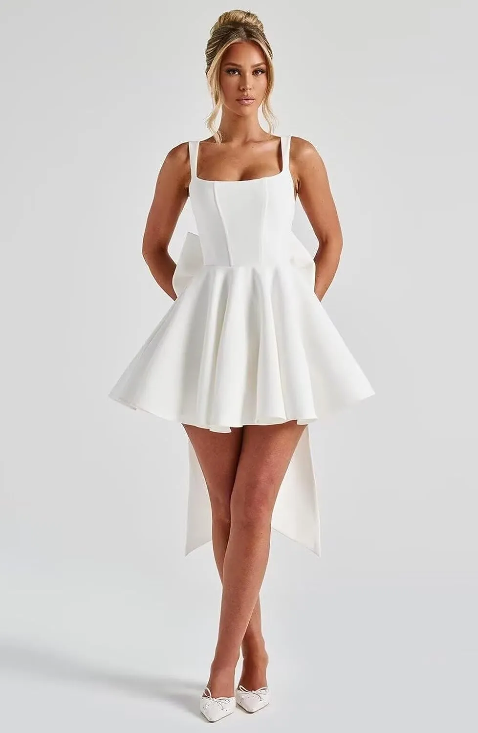Sevintage Short Wedding Dresses for Bride with Bow Simple 2025 Homecoming Dress Cocktail Prom Gowns