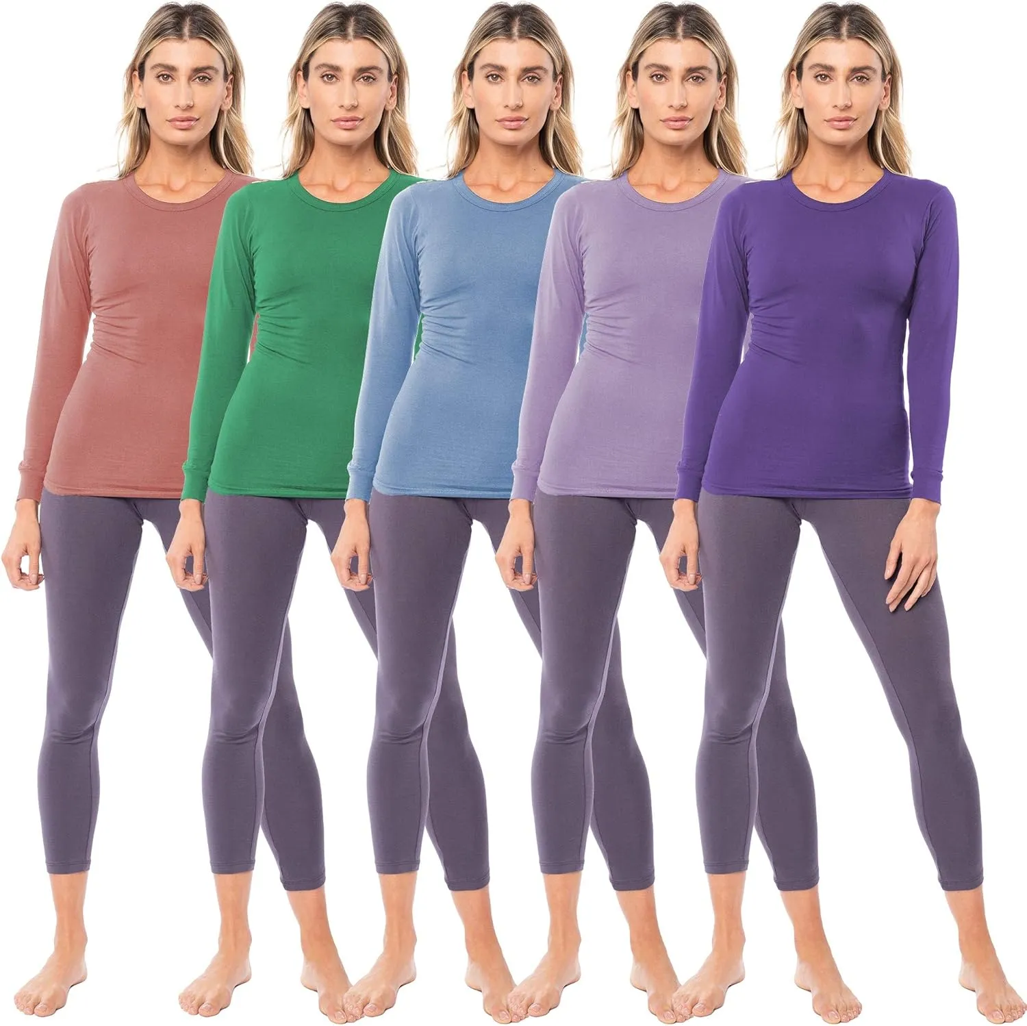 Sexy Basics Women's Cotton Stretch Athletic T-Shirt | Long Sleeve Tops |Multi Packs Colors
