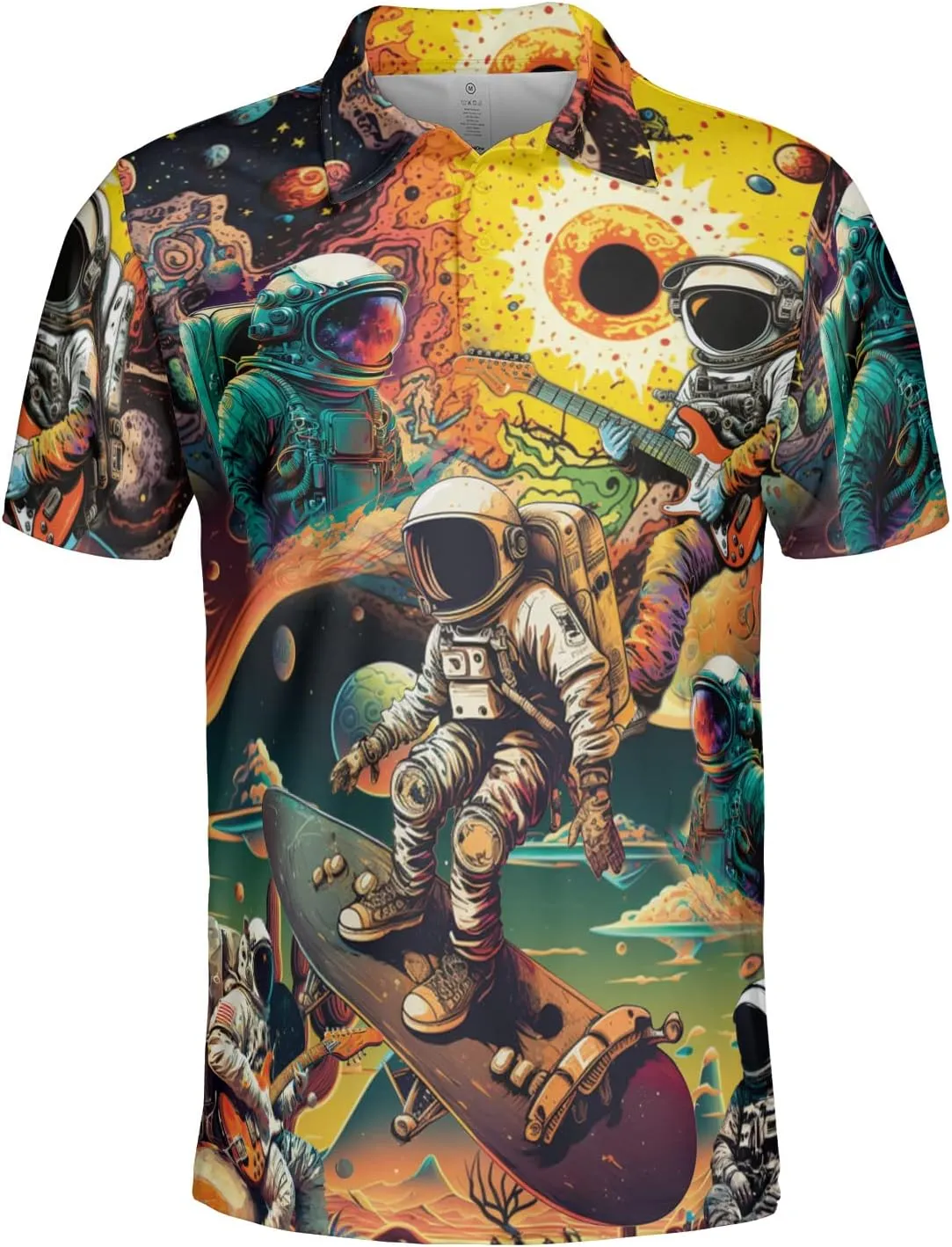 Spaceflight Polo Shirts for Men - Spaceflight Lovers Stylish Mens Goft Shirt Casual Short Sleeve Button Down Outfit Set 58