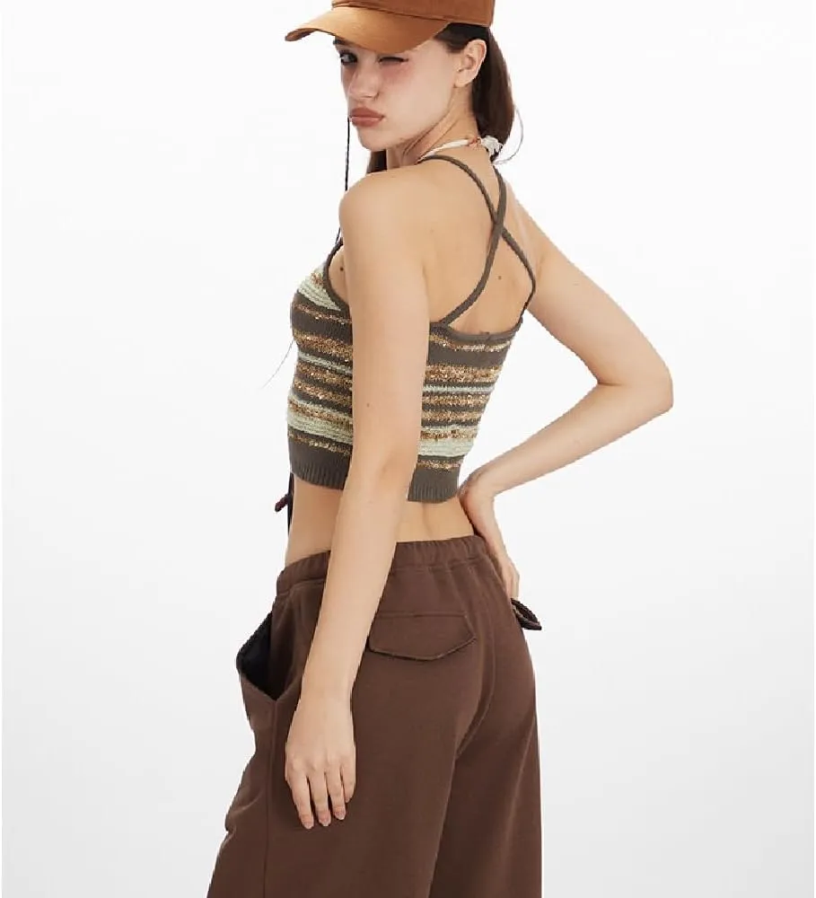 Spaghetti Strap Scoop Neck Ribbed Tank Tops, Sleeveless Cotton Beater Camisole Shirts