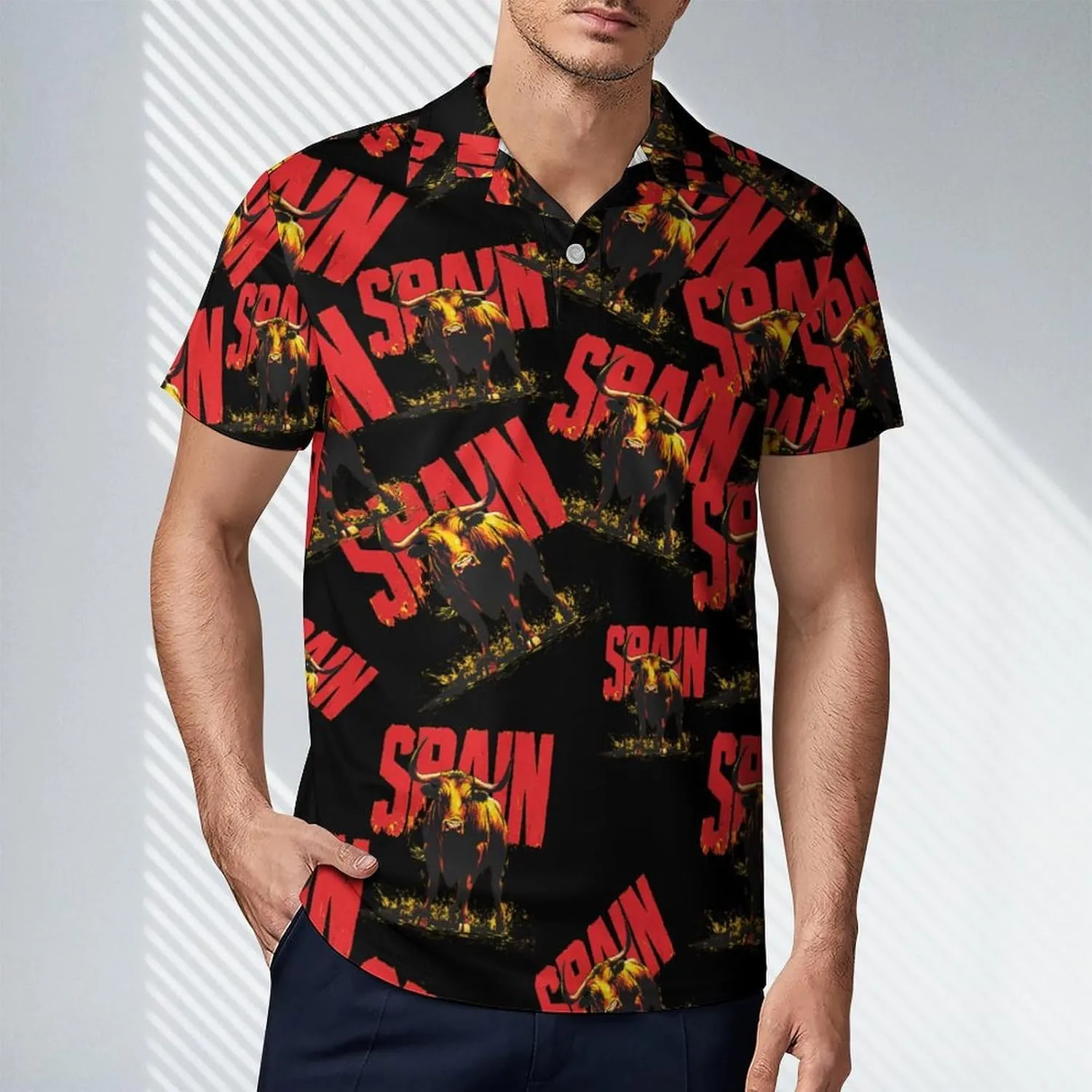 Spain Spanish Bullfight Men's Polo-Shirt Regular-Fit Short Sleeve Sports Quick Dry Golf Tennis T-Shirt