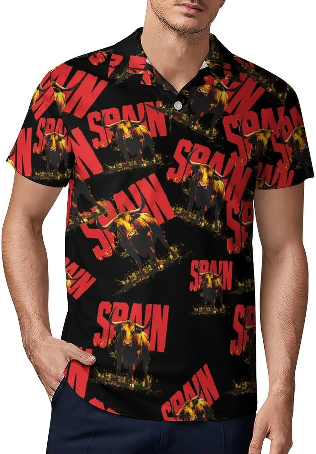 Spain Spanish Bullfight Men's Polo-Shirt Regular-Fit Short Sleeve Sports Quick Dry Golf Tennis T-Shirt