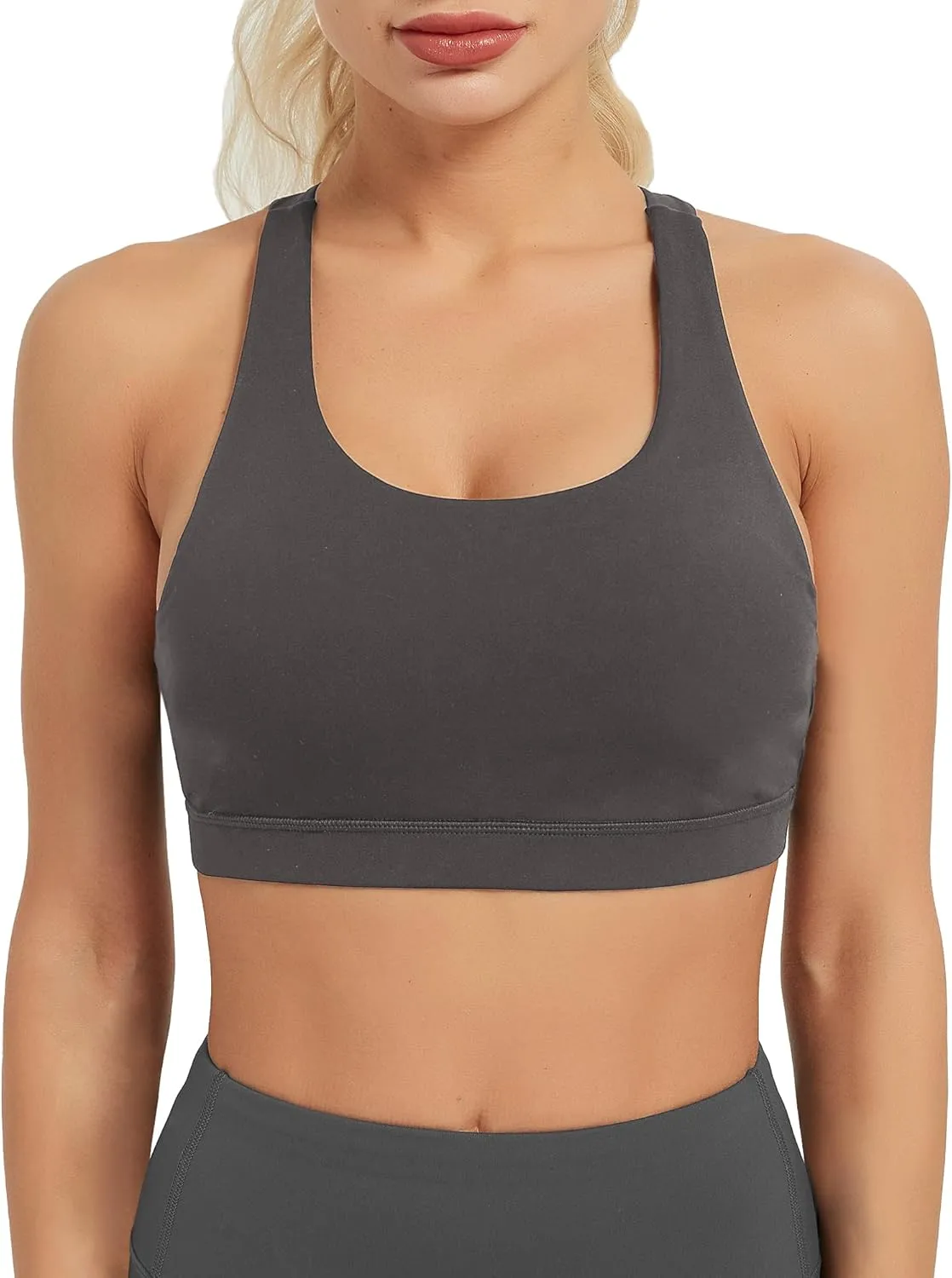 Stelle Longline Sports Bra for Women Wirefree Padded Yoga Bras Tank Tops Fitness Workout Running Top