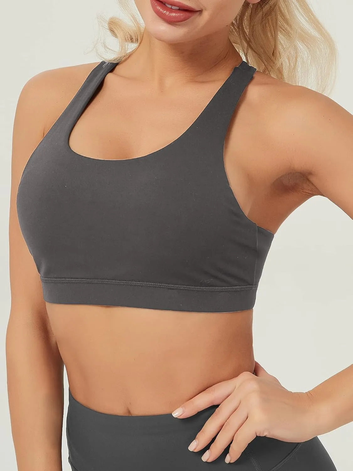 Stelle Longline Sports Bra for Women Wirefree Padded Yoga Bras Tank Tops Fitness Workout Running Top