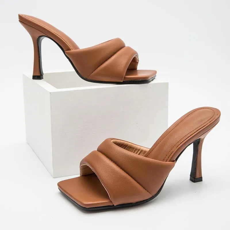 Stitch Detail Heeled Sandals