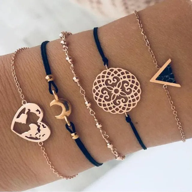 Stone, Beads, & Chains Bracelets Set