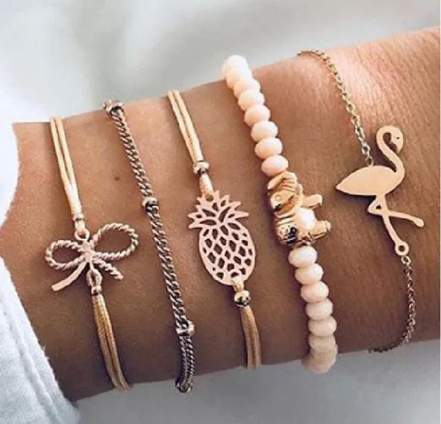 Stone, Beads, & Chains Bracelets Set