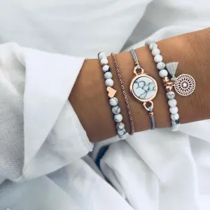 Stone, Beads, & Chains Bracelets Set
