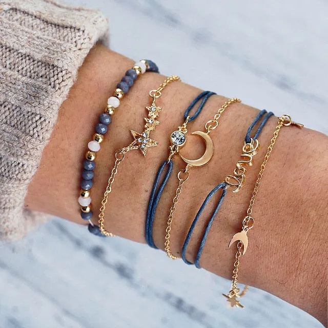 Stone, Beads, & Chains Bracelets Set