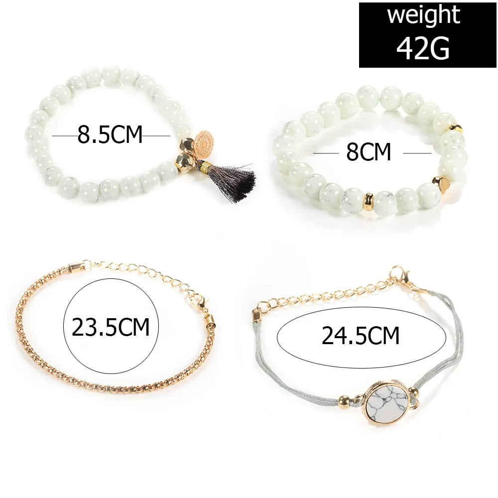 Stone, Beads, & Chains Bracelets Set