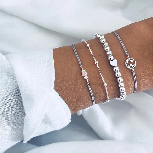 Stone, Beads, & Chains Bracelets Set