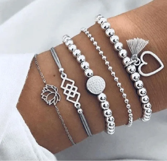 Stone, Beads, & Chains Bracelets Set