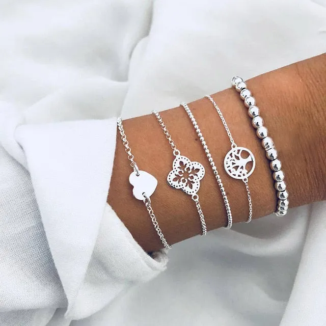 Stone, Beads, & Chains Bracelets Set