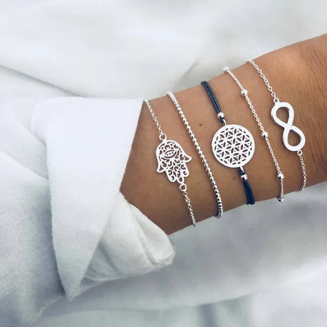 Stone, Beads, & Chains Bracelets Set