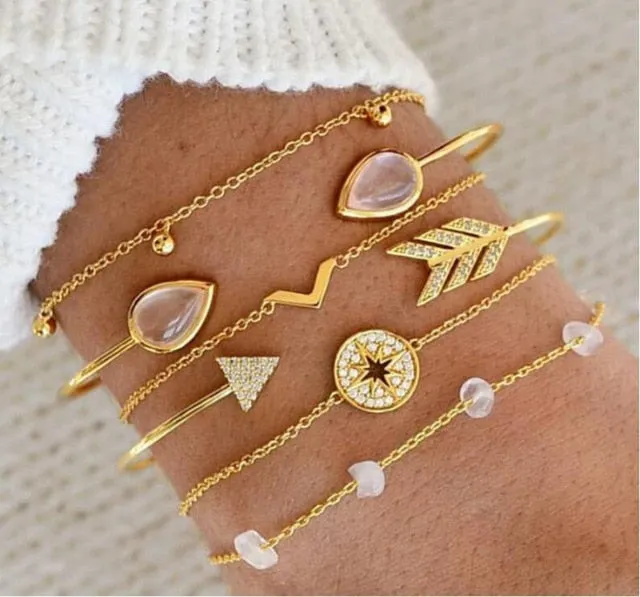 Stone, Beads, & Chains Bracelets Set