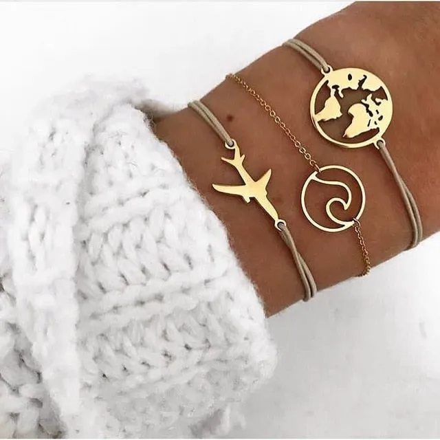 Stone, Beads, & Chains Bracelets Set