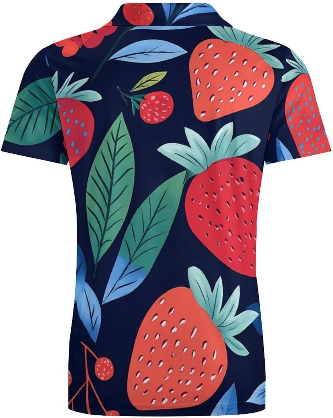 Strawberries Blueberries Men's Polo-Shirt Regular-Fit Short Sleeve Sports Quick Dry Golf Tennis T-Shirt