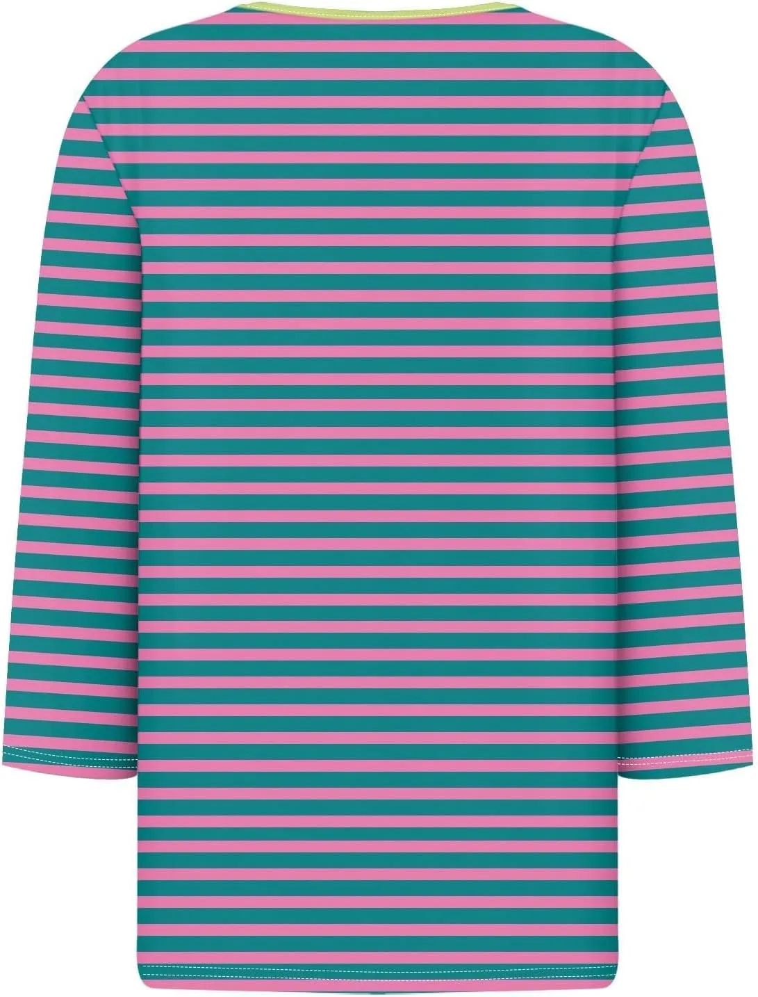Striped Shirt Women Color Block 3/4 Sleeve Sweatshirt Pullover Slim Fit Henley Collar Tops Blouse Casual Basic Tee