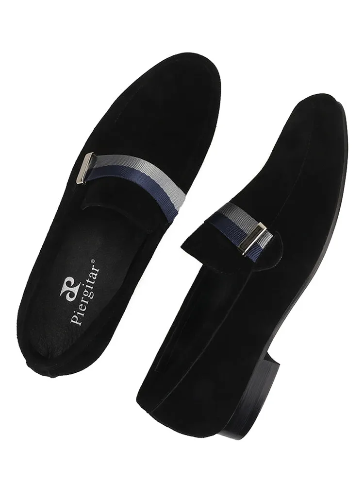 Summer imported nubuck leather men's slip-on loafers, high-end webbing accessories, breathable leather lining smoking shoes