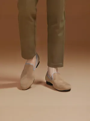 Summer new imported nubuck leather suede slip-on British loafers with breathable leather lining and trendy smoking shoes