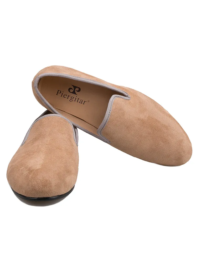 Summer new imported nubuck leather suede slip-on British loafers with breathable leather lining and trendy smoking shoes