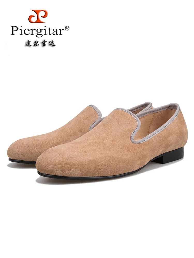 Summer new imported nubuck leather suede slip-on British loafers with breathable leather lining and trendy smoking shoes